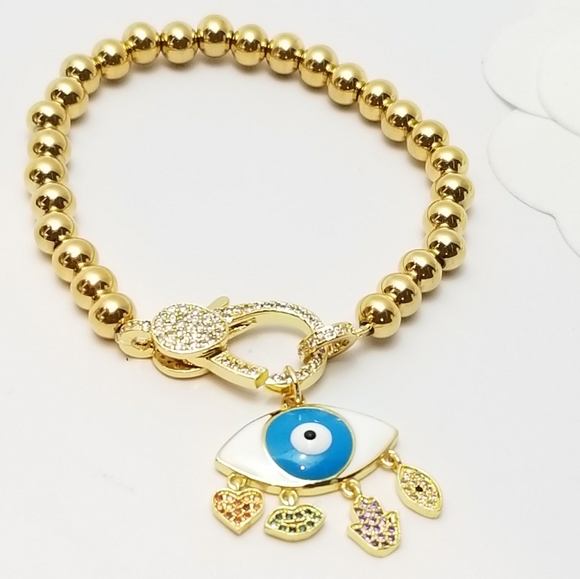 NWT Evil Eye Hamsa 18K Gold Plated Stainless Steel - Picture 8 of 11
